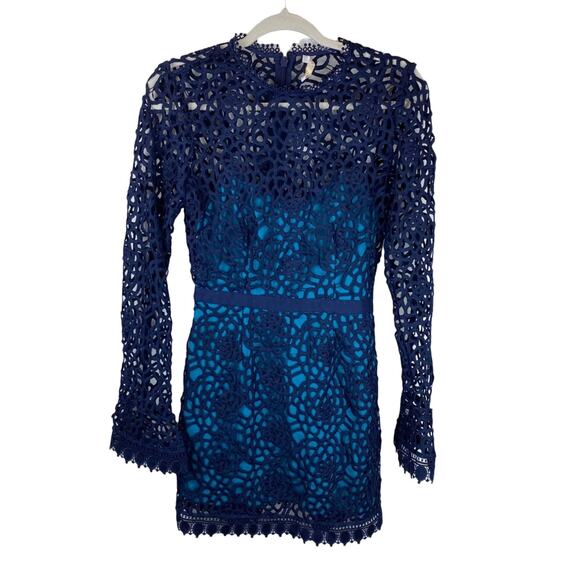 La Mason Talulah Roseate Teal Mini Lace Cocktail Evening Going Out Dress Small - Picture 3 of 12